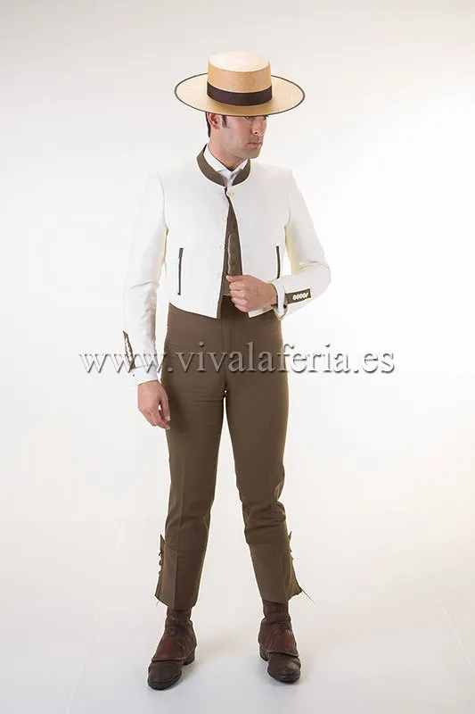 Viva la Feria Andaluz costume campero ivoire et marron