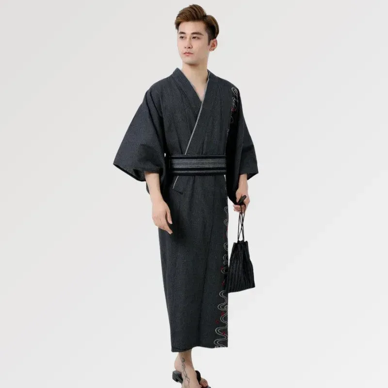 Japon style Blacktale yukata homme traditionnel coton
