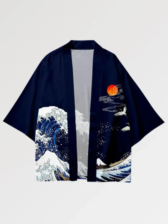 Japon style Haori Homme ‘kanagawa’ veste japonaise