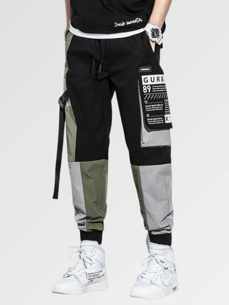 Japon style Harajuku pantalon cargo slim patchwork
