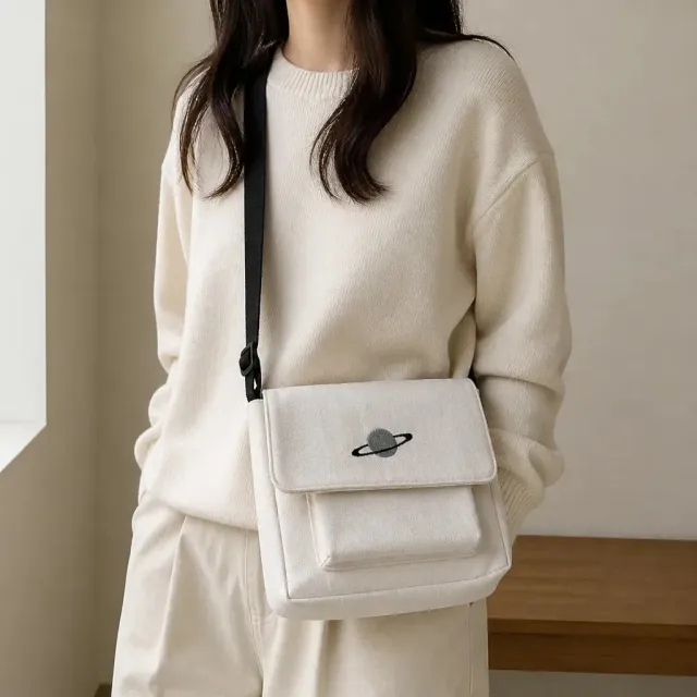 Esprit du Japon sac bandoulière carré toile motif planète