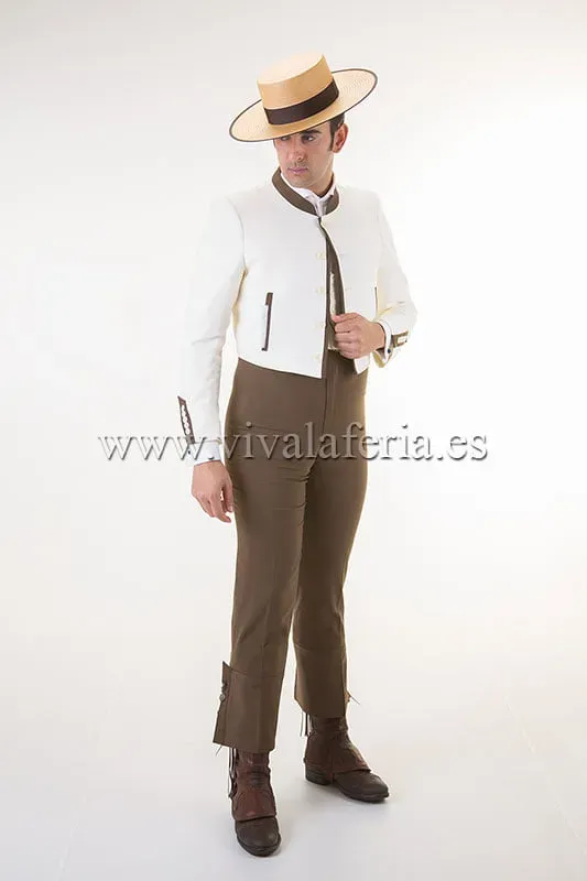 Viva la Feria Andaluz costume campero ivoire et marron