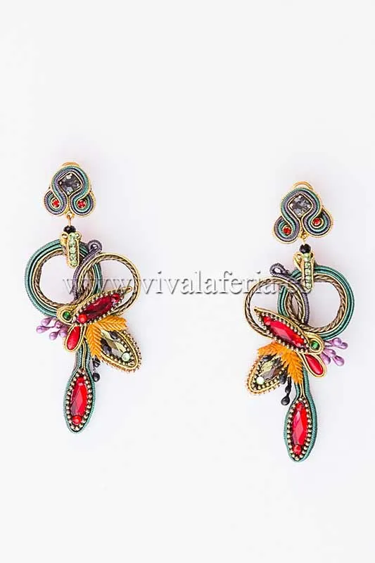 Candela de Reina Genista boucles d'oreilles vertes