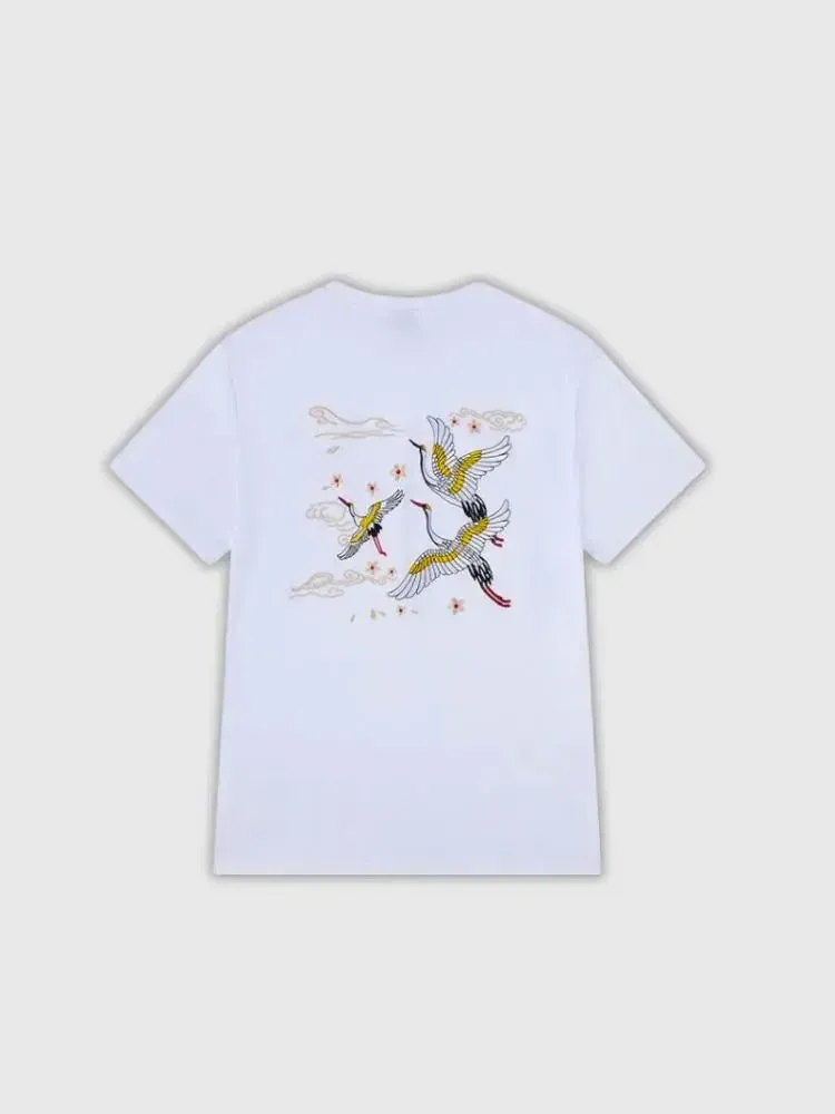 Japon style misawa t-shirt grues japonaises sakura