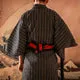 Esprit du Japon kimono homme traditionnel rayé marine