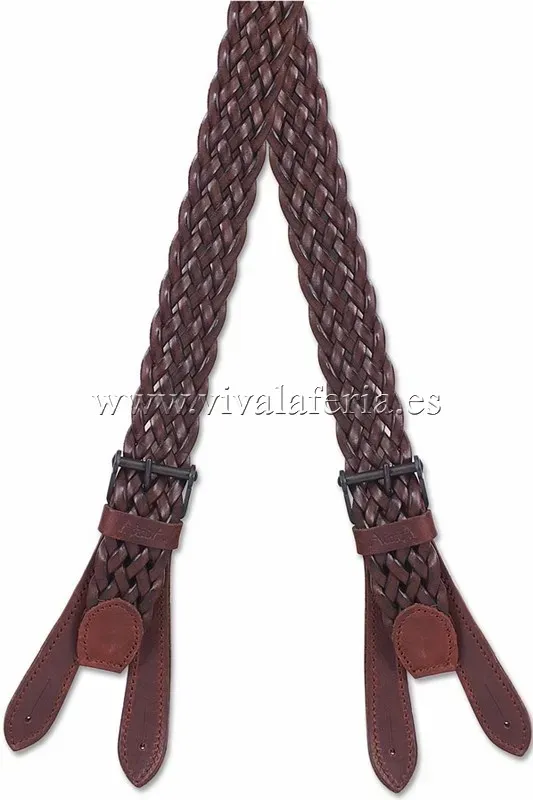 Viva la Feria bretelles tressées marron cuir véritable