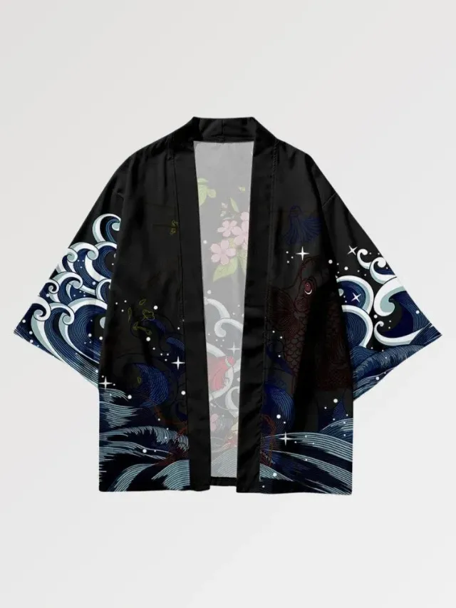 Japon style Haori Tokyo ‘carpe Koi X Sakura’ veste