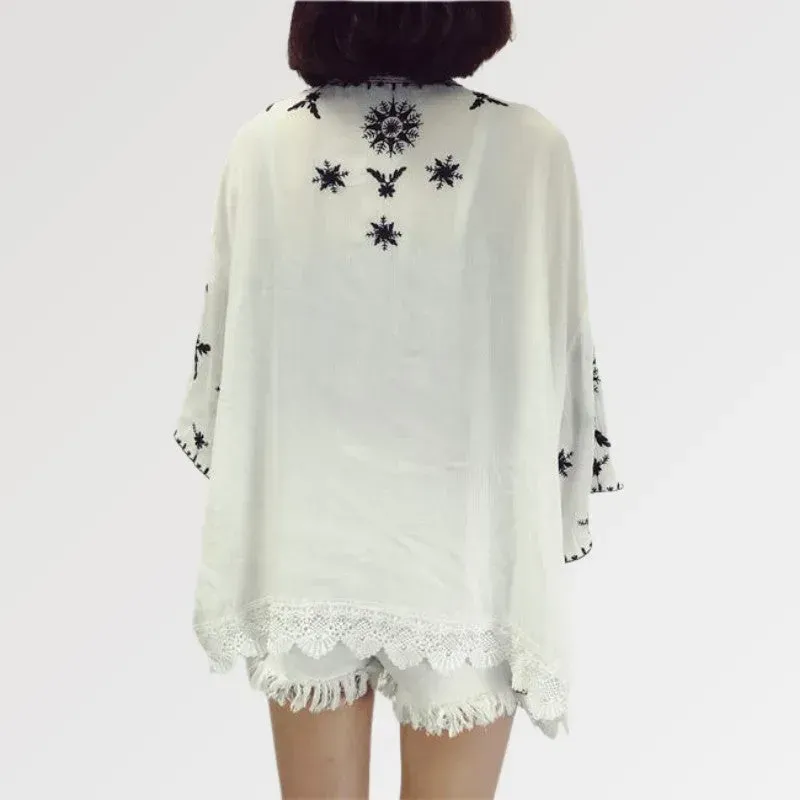 Japon style Flaked kimono court dentelle