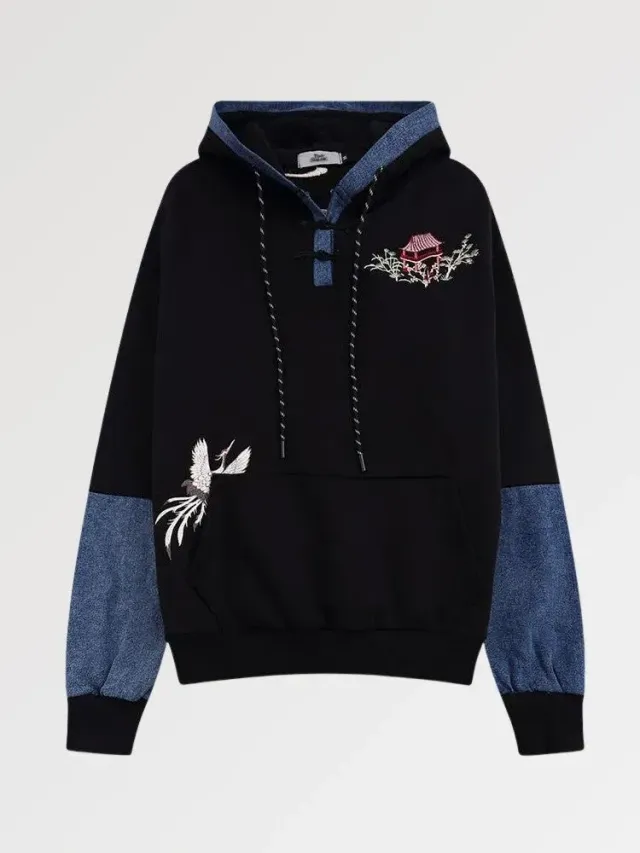 Japon style Sweat Sakura floral Patchwork sweat motif floral