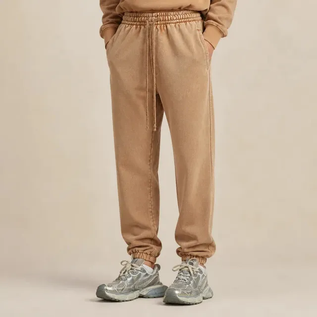 Esprit du Japon Pantalon Délavé Ample Rétro Coton