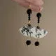 Esprit du Japon boucles oreilles éventail noir perles sensu