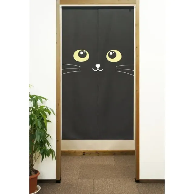 Japon style Noren Japonais Chat Noir rideau porte