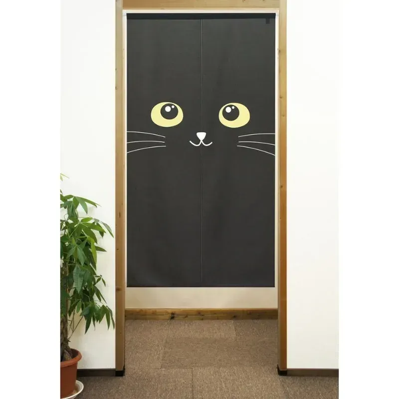 Japon style Noren Japonais Chat Noir rideau porte