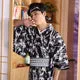 Esprit du Japon Kimono japonais noir motifs Bamboo en satin