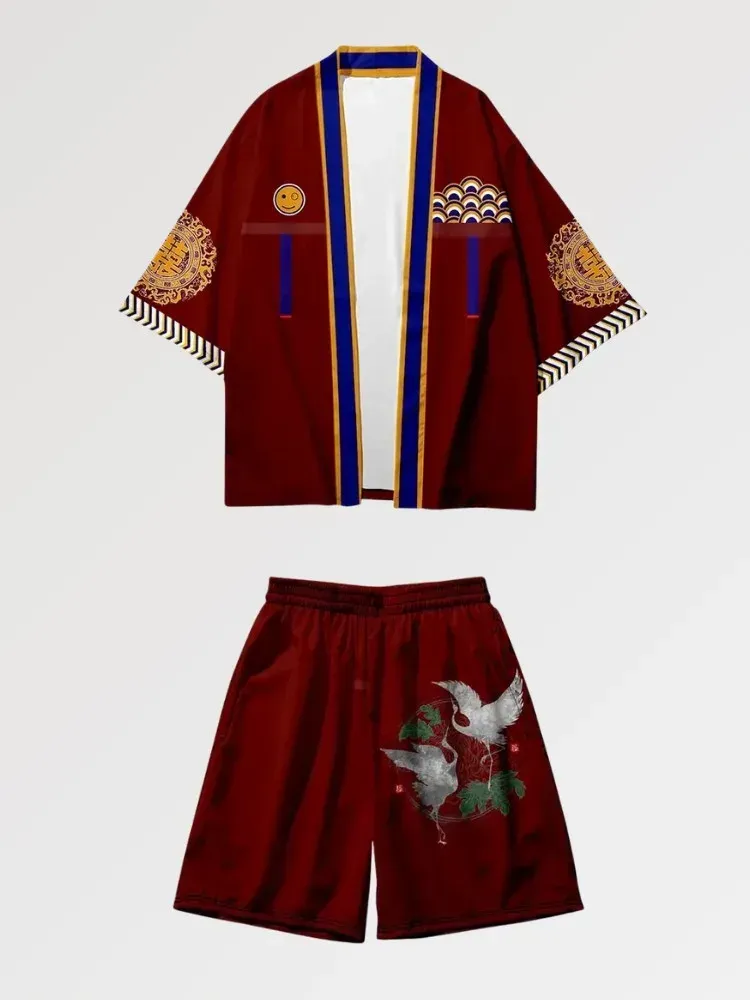 Japon style Tsuru Crown ensemble kimono grue