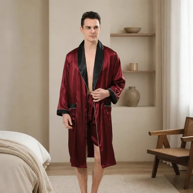 Esprit du Japon peignoir kimono homme satiné short