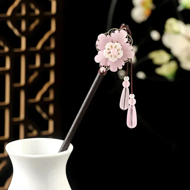 Japon Style Fleurs Rose kanzashi cheveux fait main