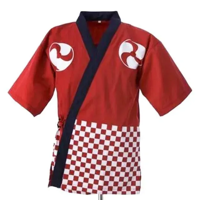 Japon style Hakamagoshi veste de chef coton coupe ample