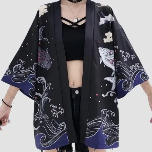 Japon style veste forme kimono femme coupe ample