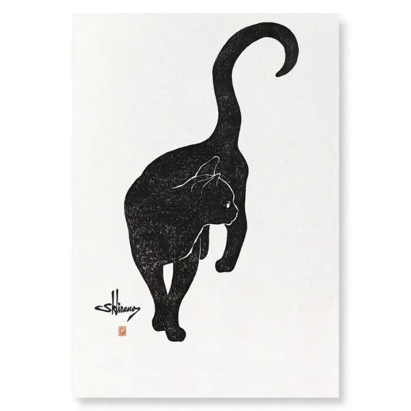 Japon style Chat Noir tableau japonais estampe