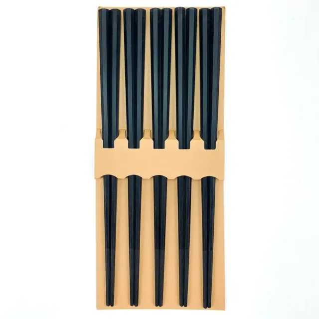 Japon style set 5 paires baguettes noires antidérapantes