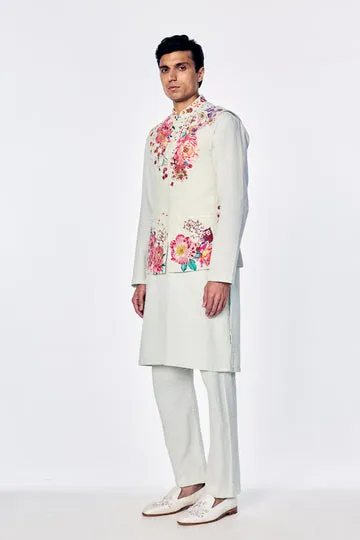 Rahul Mishra bandi brodée de bouquets floraux menthe