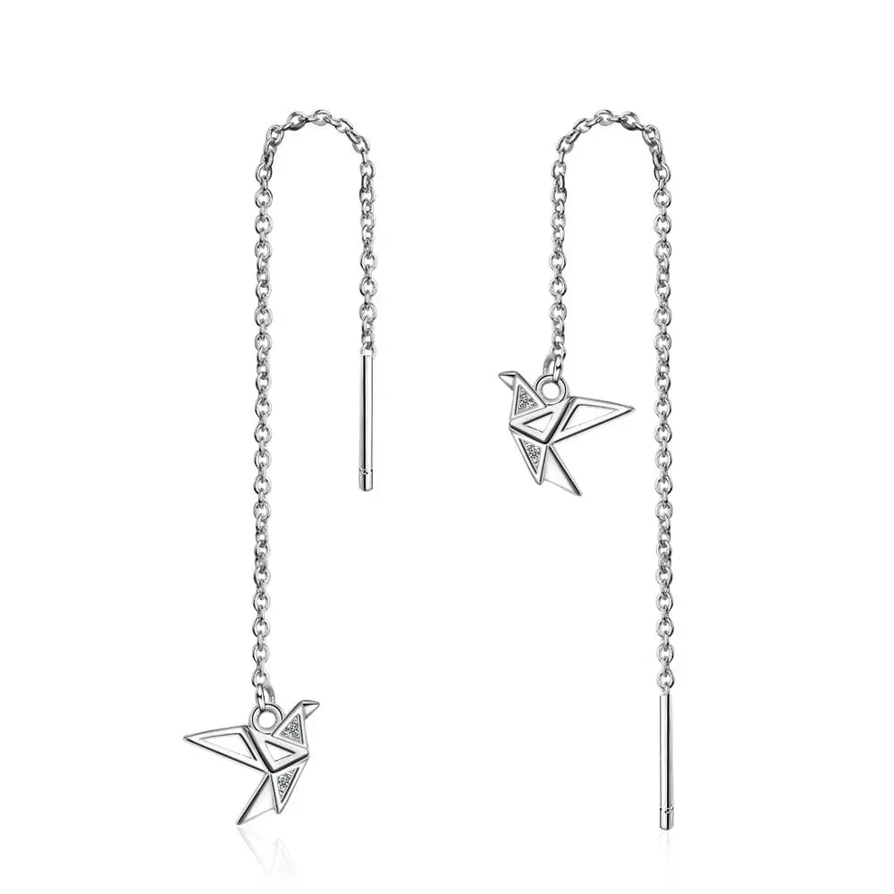 Esprit du Japon boucles d’oreilles grue origami pendantes