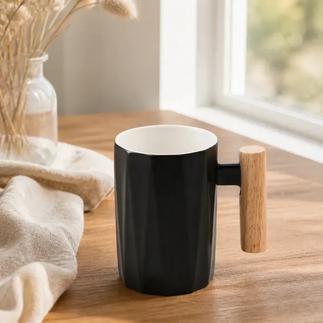 Esprit du Japon mug céramique épuré anse bois