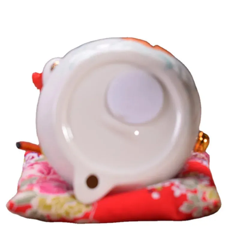 Esprit du Japon Maneki Neko chat japonais porcelaine feuille