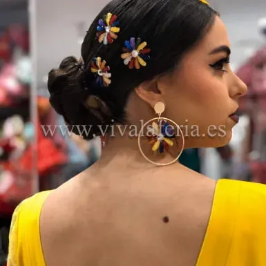 Viva la Feria Sol parure boucles et peignes fleur