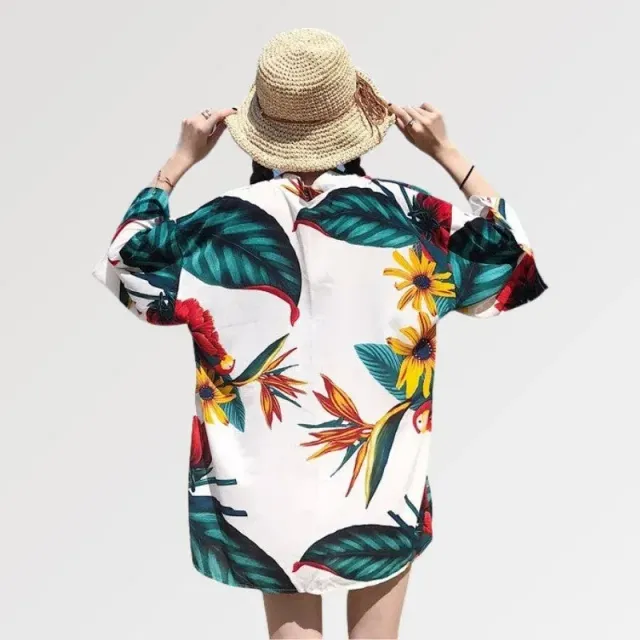 Japon style Veste Kimono Fleuri Femme tropical polyester
