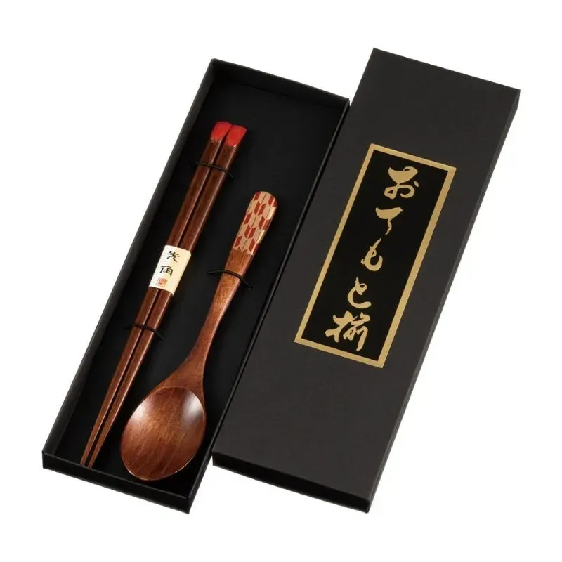 Japon style coffret baguettes cuillère bois yagasuri