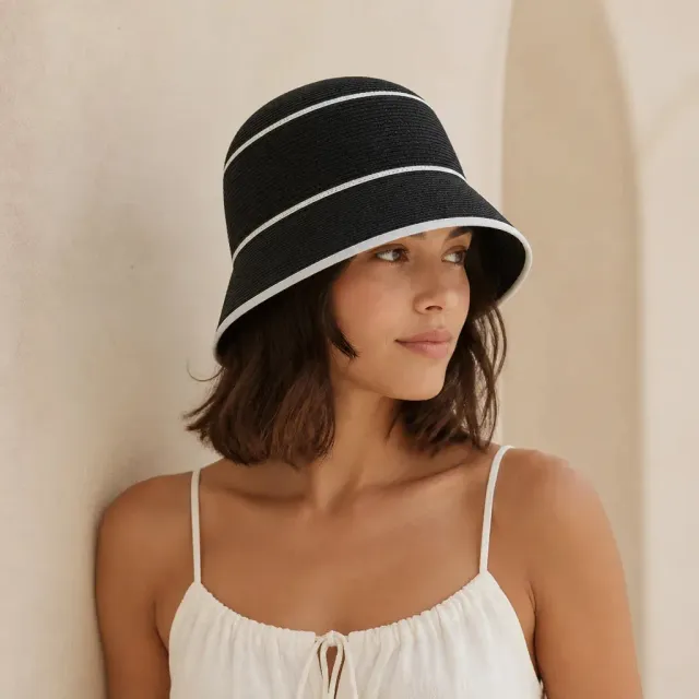 Esprit du Japon chapeau bucket paille bicolore été
