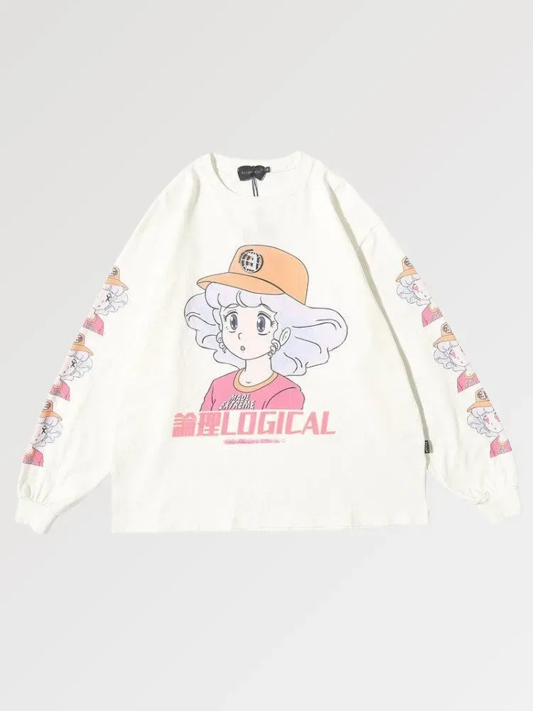 Japon style logical tee-shirt manche longue oversize