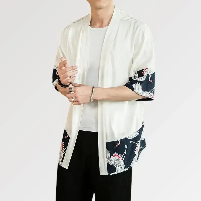 Japon style Hisashi veste japonaise homme motif grues