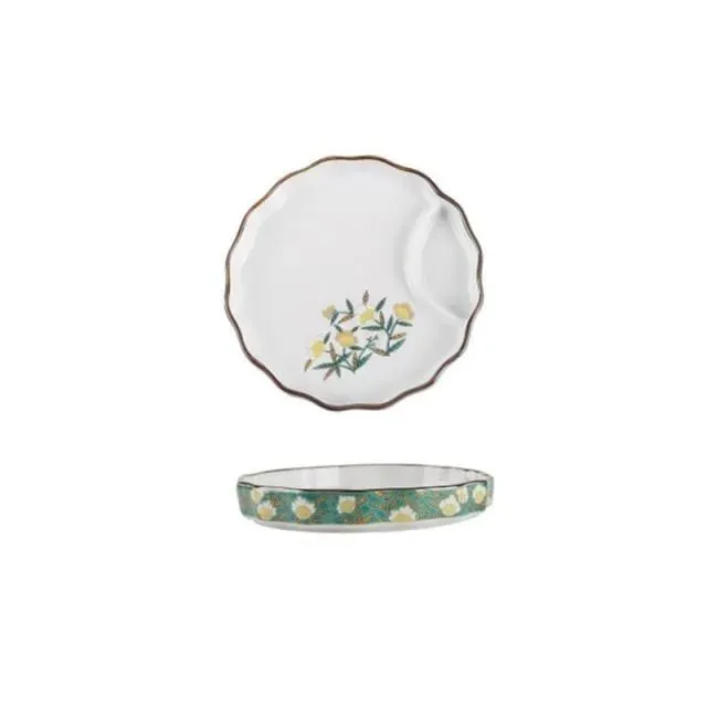 Japon style Plate With Sauce Bowl Nyū assiette céramique