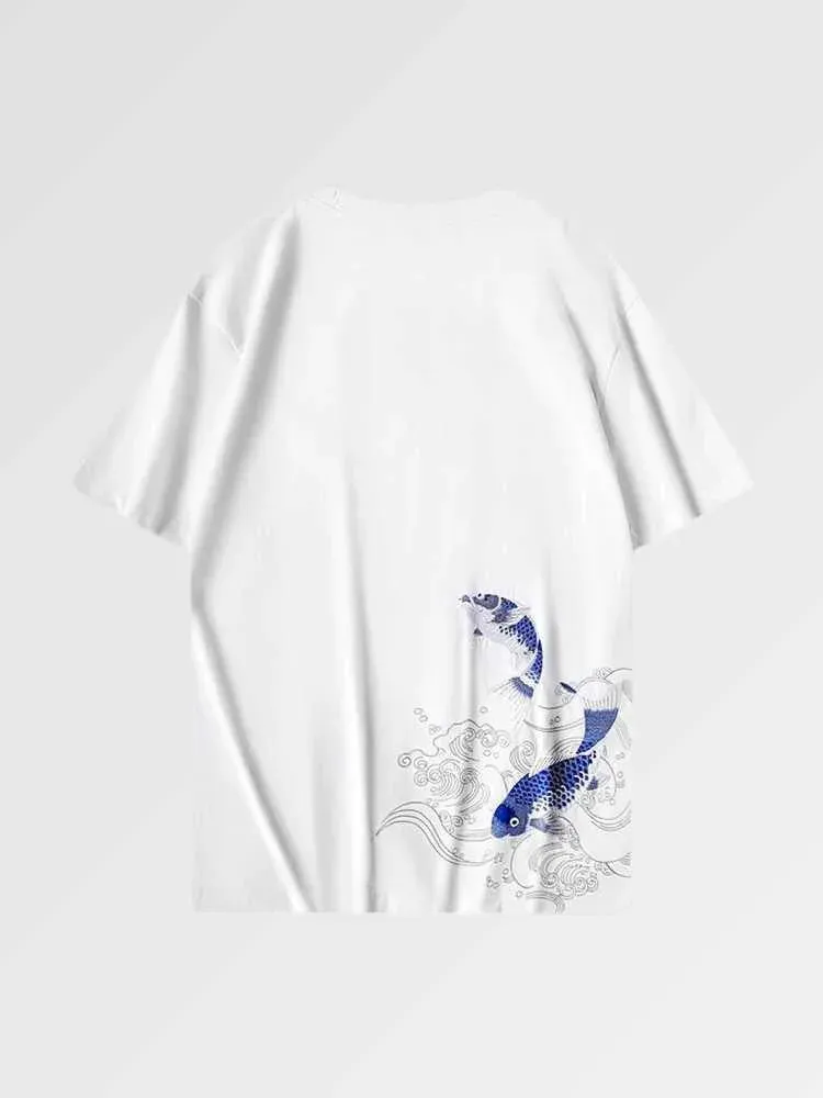 Japon style sakana t-shirt carpe koi brodé coton