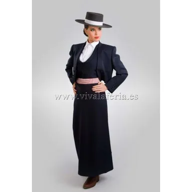 VIVA LA FERIA-MODA FLAMENCA Traje de Amazona Azul Marino Paseo Triana tenue d’amazone