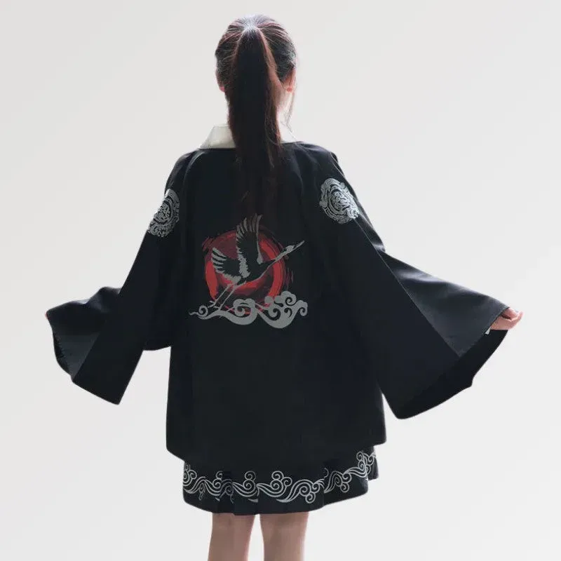 Japon style Eri veste kimono femme grues grande taille