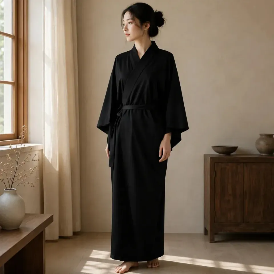 Esprit du Japon robe kimono longue ceinture polyester