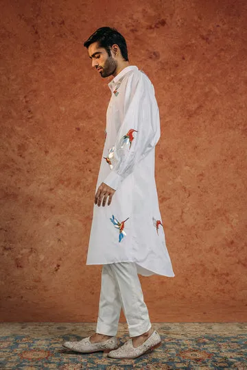 Rahul Mishra Kingfisher Bird chemise brodée main ivoire