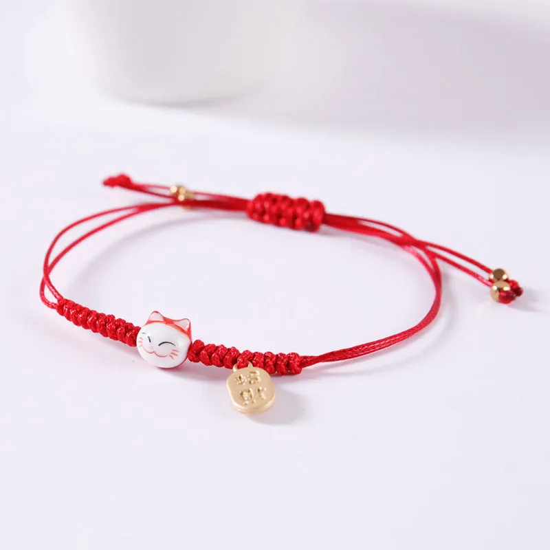 Esprit du Japon Maneki Neko bracelet céramique porte-bonheur