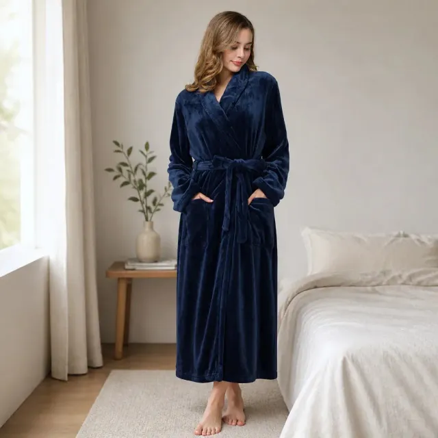 Esprit du Japon peignoir kimono femme peluche mi-mollet