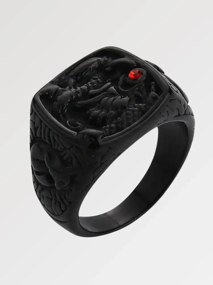 Japon style chevalière bague rubis