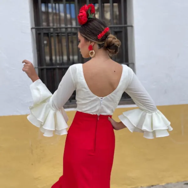Viva La Feria Rociera Ronda chemisier stretch beige