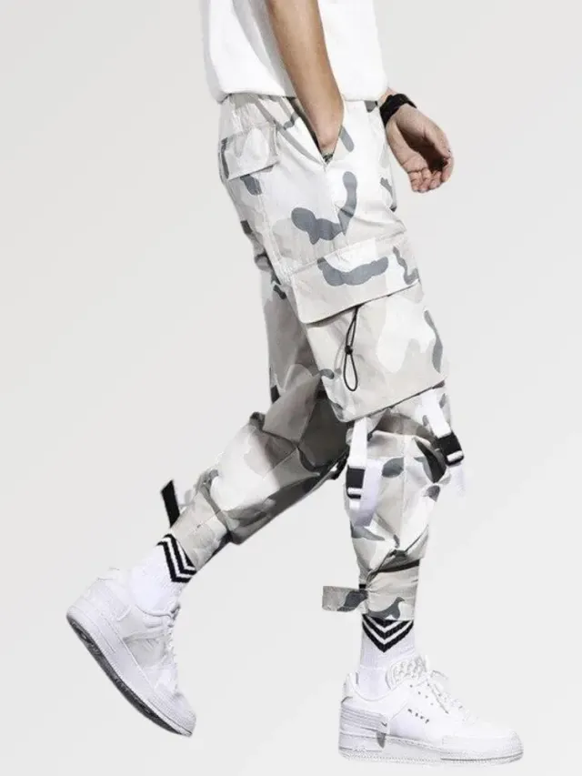 Japon style Technical pantalon cargo blanc militaire
