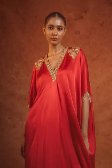 Rahul Mishra Himadri kurta satin soie rubis brodé