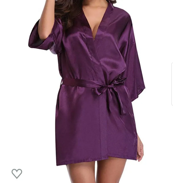 Esprit du Japon peignoir kimono satin femme ceinture nouée