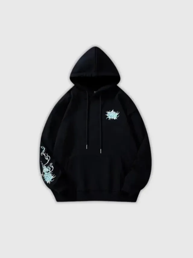 Japon style Streetwear kuroikaze sweat brodé