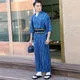 Esprit du Japon Kimono Homme Rayé Bleu Intense yukata coton